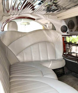 white leather seats on limo